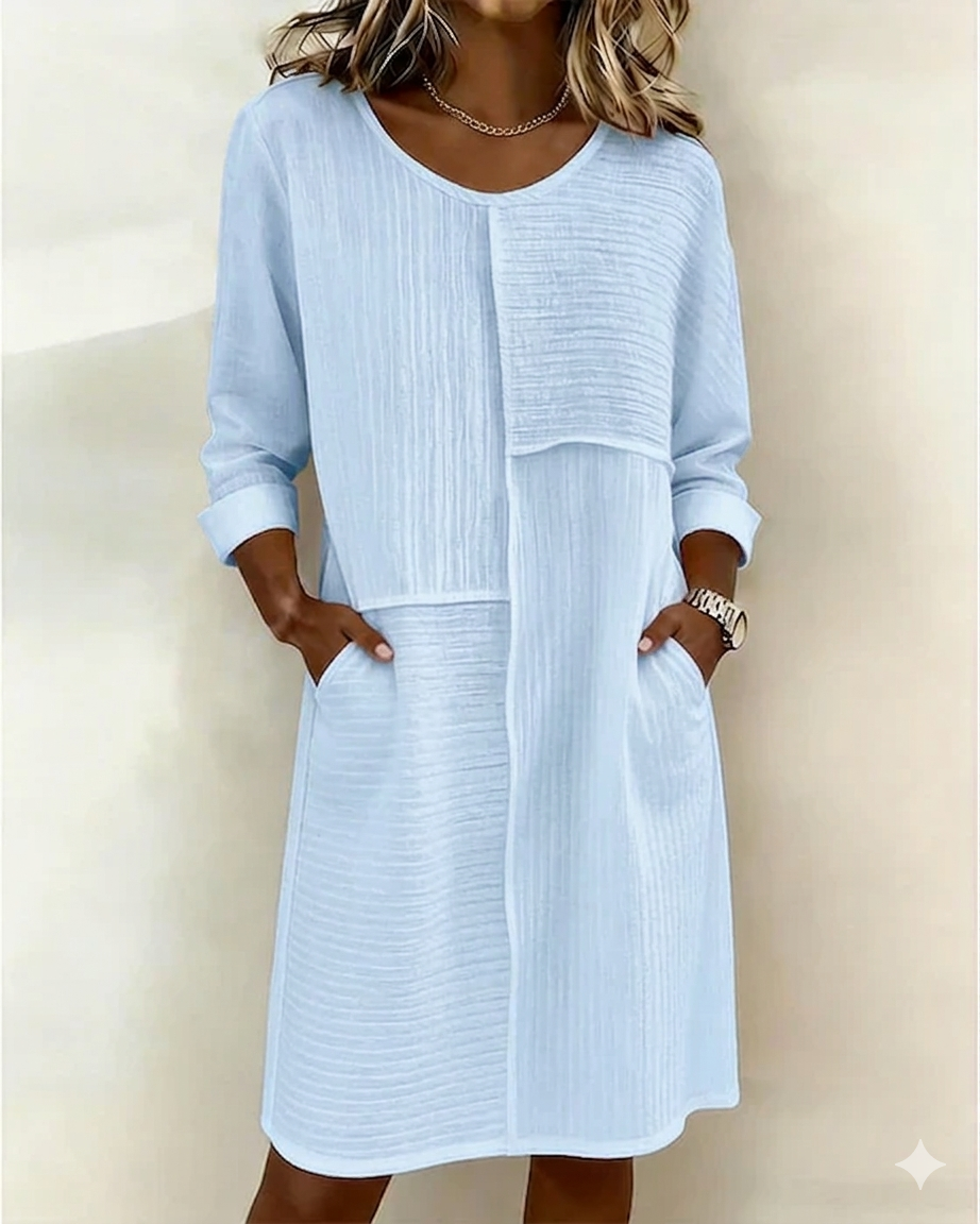 Taryn - Soft-Touch Long Sleeve Shift Dress - Black
