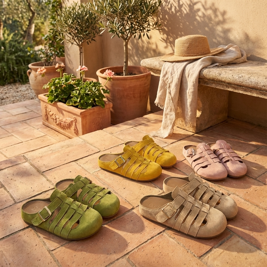 Elarae - Supportive Slip-On Mule Sandals - Yellow