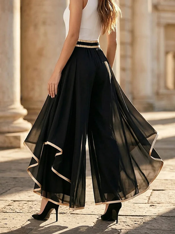 Querida - Draped Palazzo Trousers - Black
