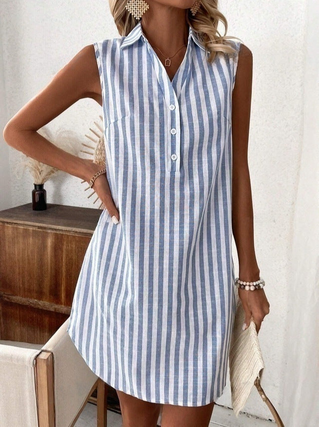 Anora - Soft-Touch Striped Shirt Dress - Black