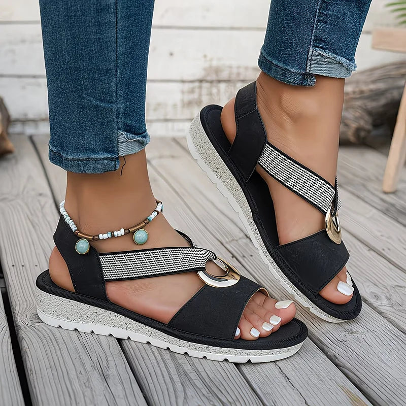Maisie - Cushioned Flat Sandals - Blue