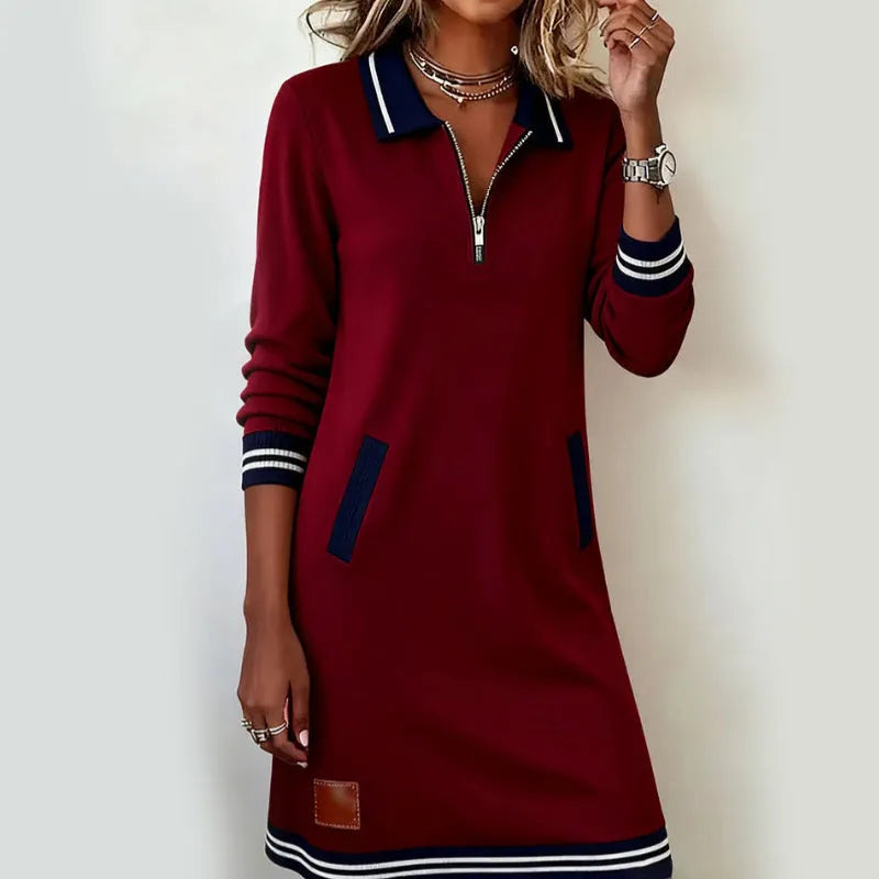 Caelyn - Soft-Touch Quarter-Zip Polo Dress - White