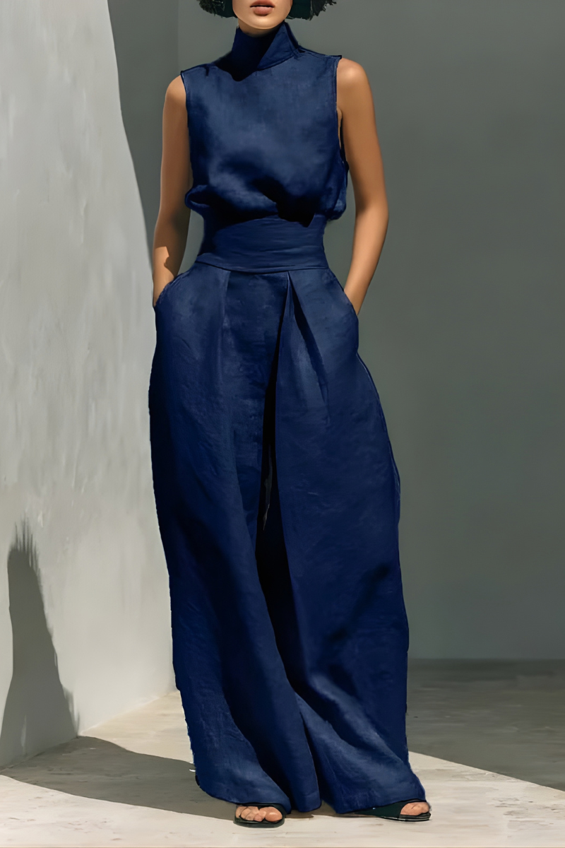 Nerina- Sleeveless Wide-Leg Jumpsuit - Pink