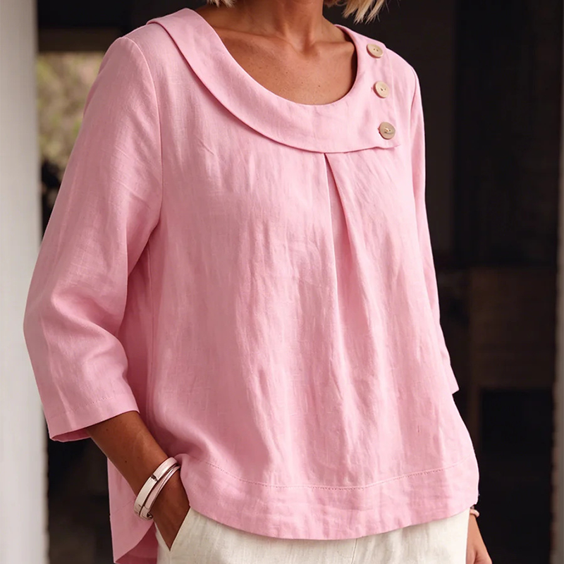 Brionelle - Soft-Touch Linen Blouse - White