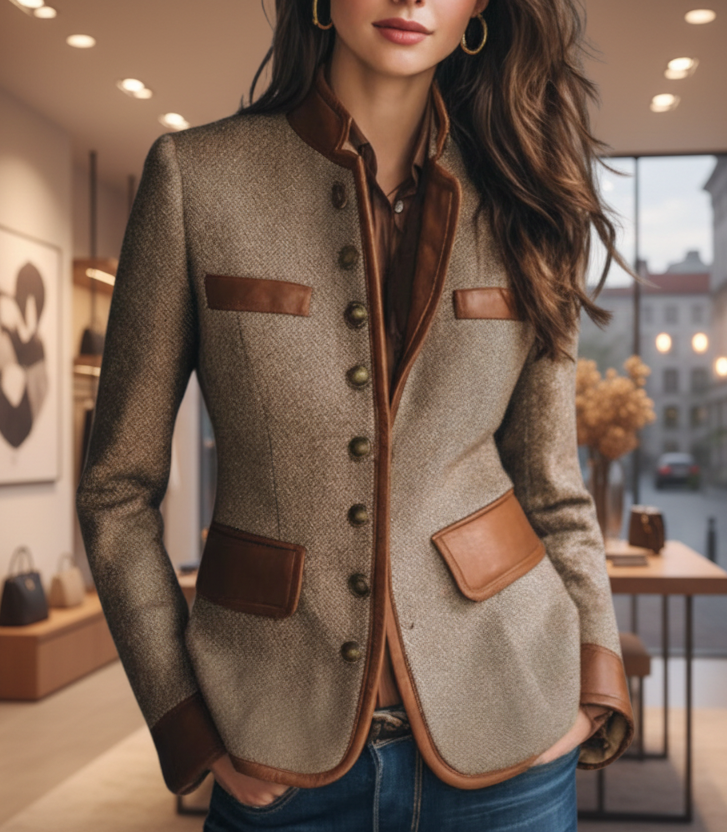 Lianea - Textured Tailored Jacket - Brown