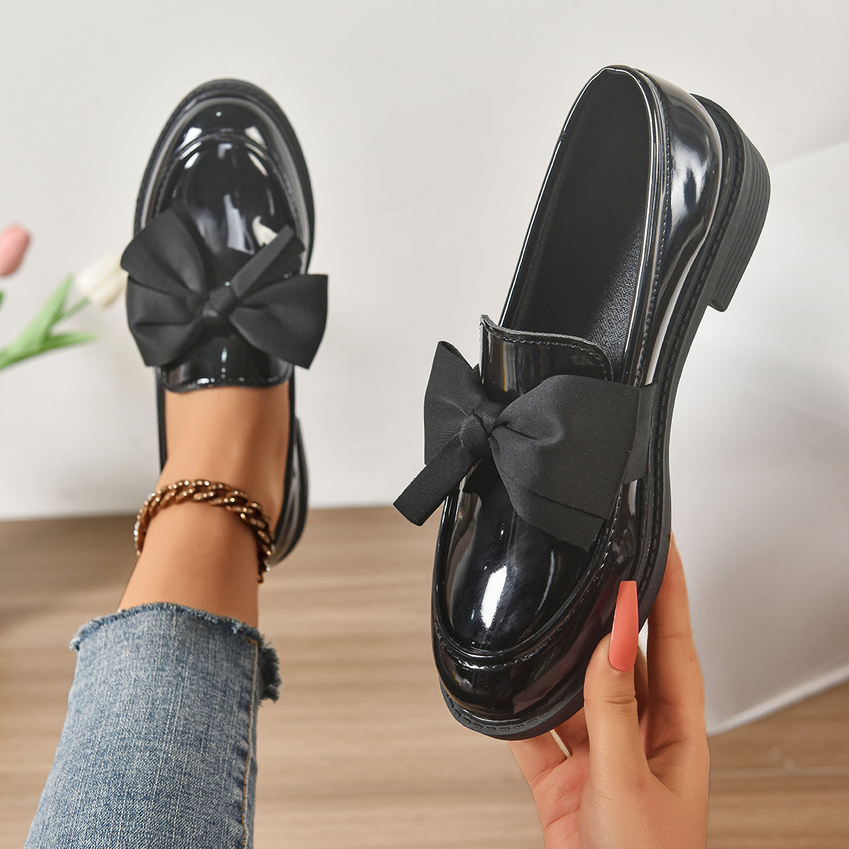 Wisterique - High-Gloss Platform Loafers - Brown
