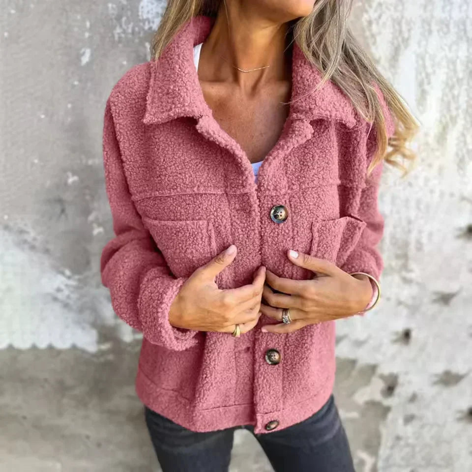Tirina - Teddy Jacket Button-Up - Green