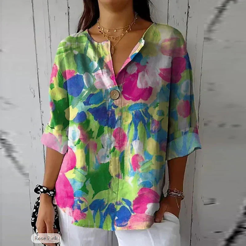 Selynra - Lightweight Floral Blouse - Pink