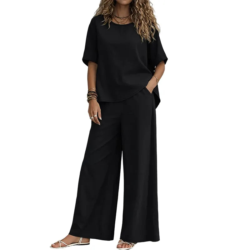 Annavie - Breathable Linen Two-Piece Set - Yellow