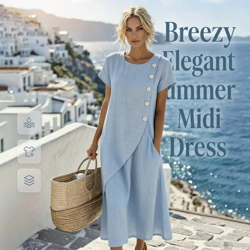 Hestelle - Refined Summer Dress - Beige