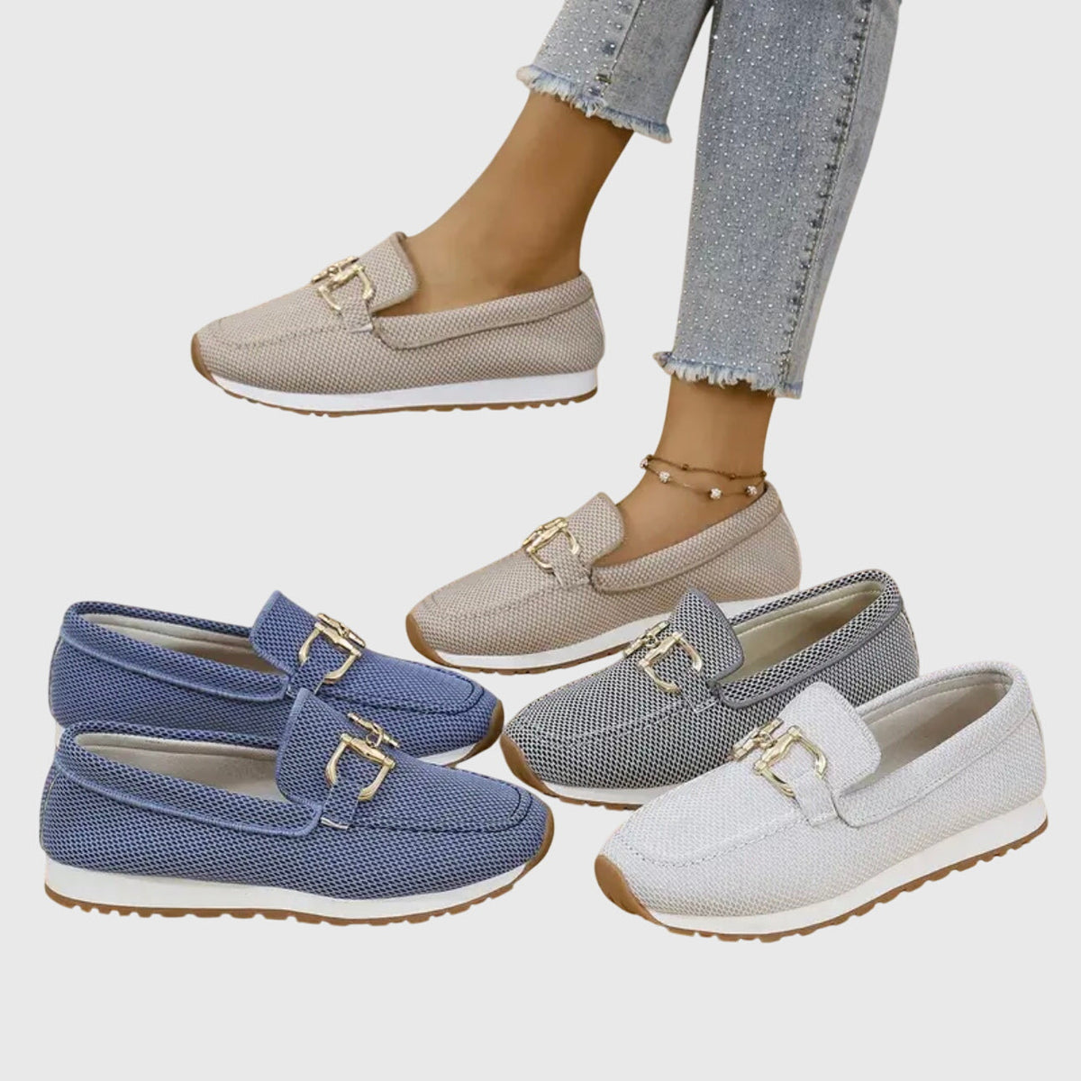Lirina - Casual Slip-On Loafers - Beige
