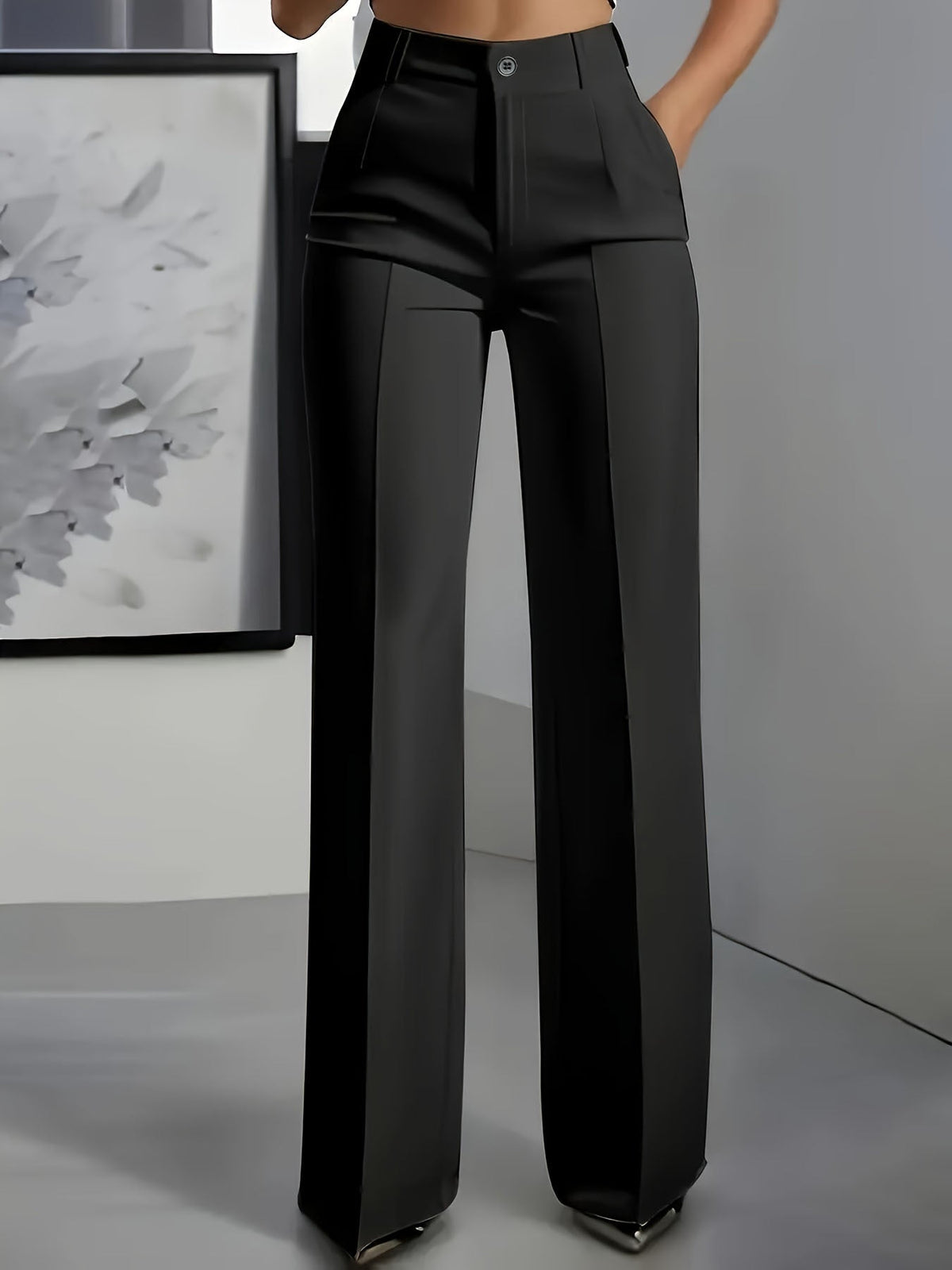 Orelisse - High Waisted Wide Leg Trousers - White