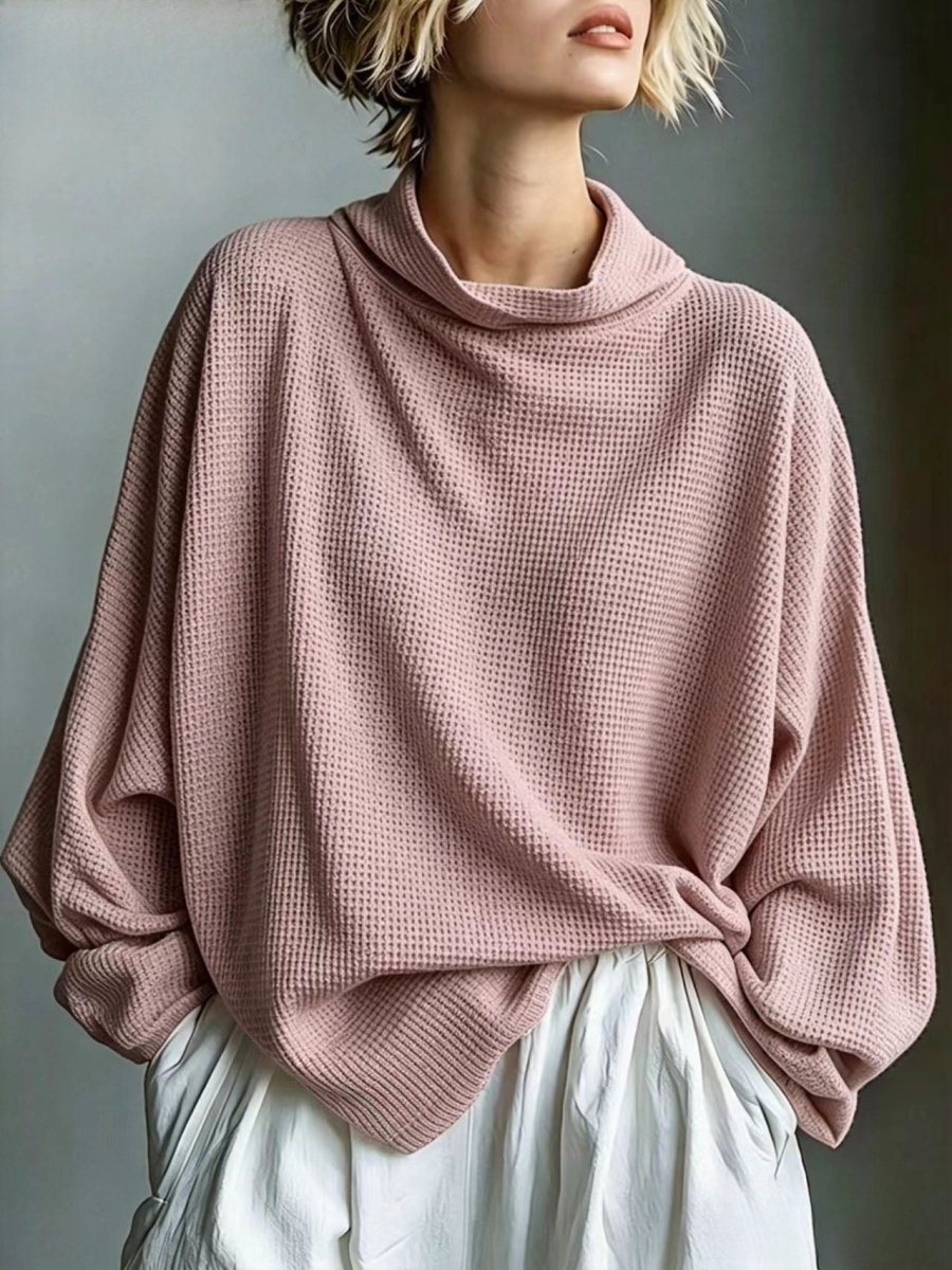Aella - Textured Oversized High-Neck Top - Black