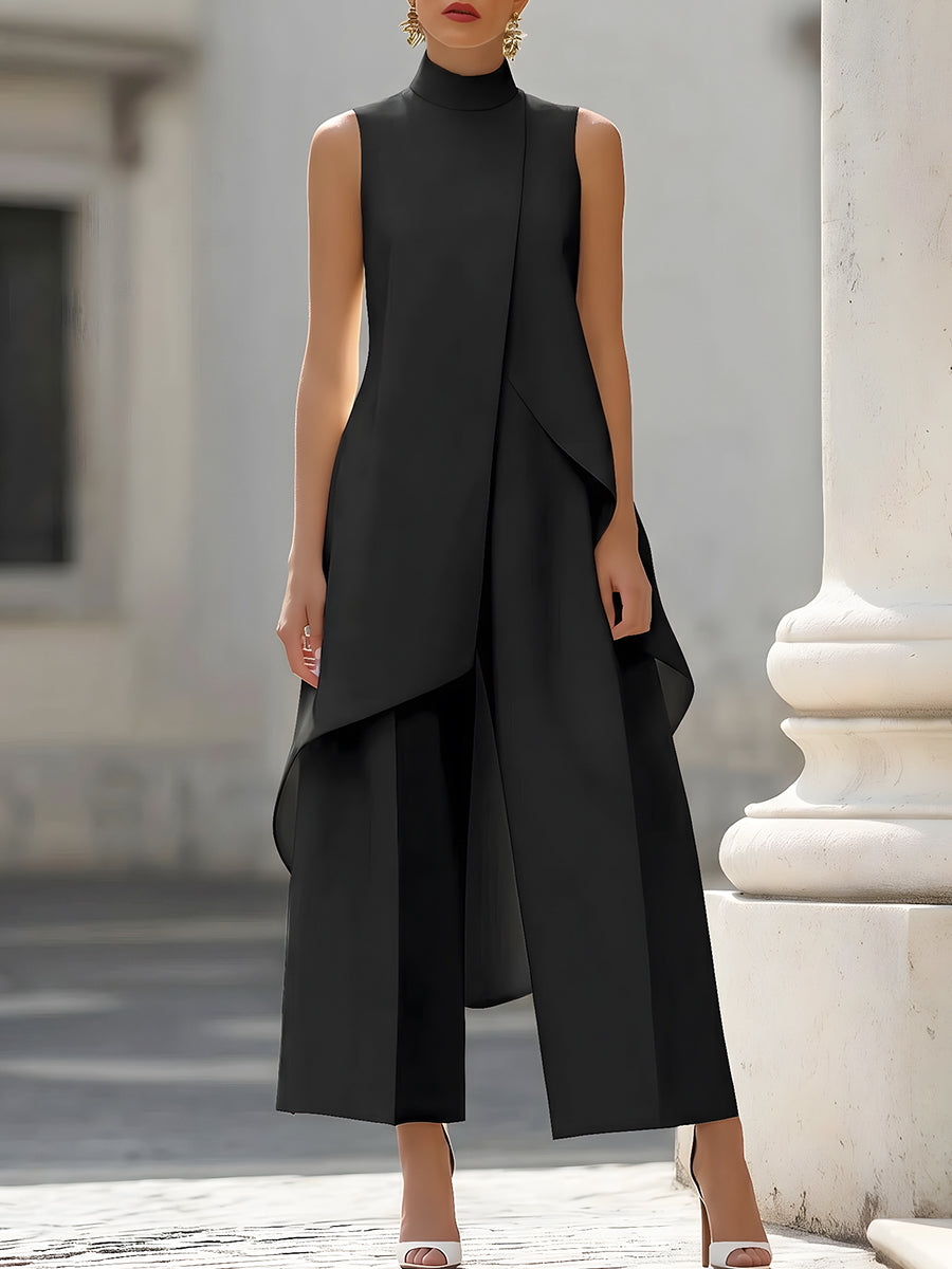 Carina - Structured Wide-Leg Trouser Set - White