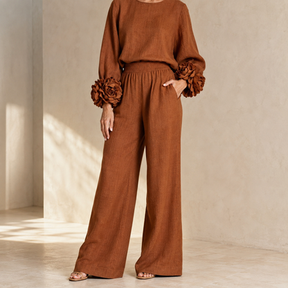 Alouenne - Airy Linen Two-Piece Set - Black