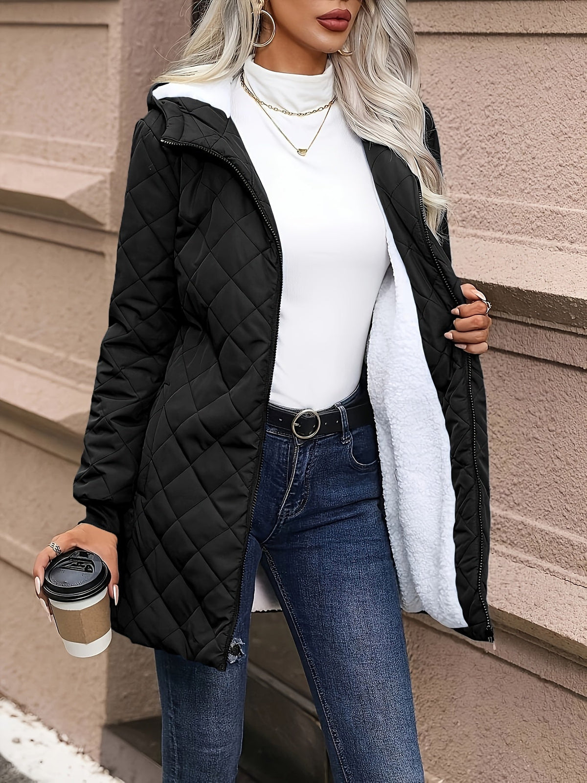 Telya - Insulated Quilted Jacket - Navy Blue