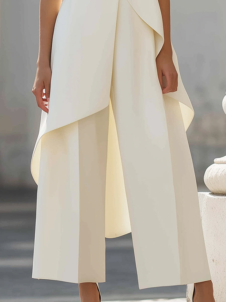 Carina - Structured Wide-Leg Trouser Set - Light Blue