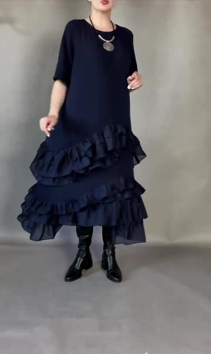 Elena - Soft-Touch Tiered Maxi Dress - Black