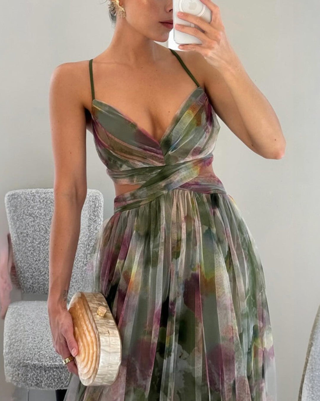 Nalina - Flowy Floral Maxi Dress - Green