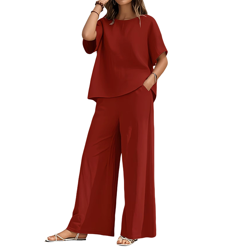 Annavie - Breathable Linen Two-Piece Set - Yellow
