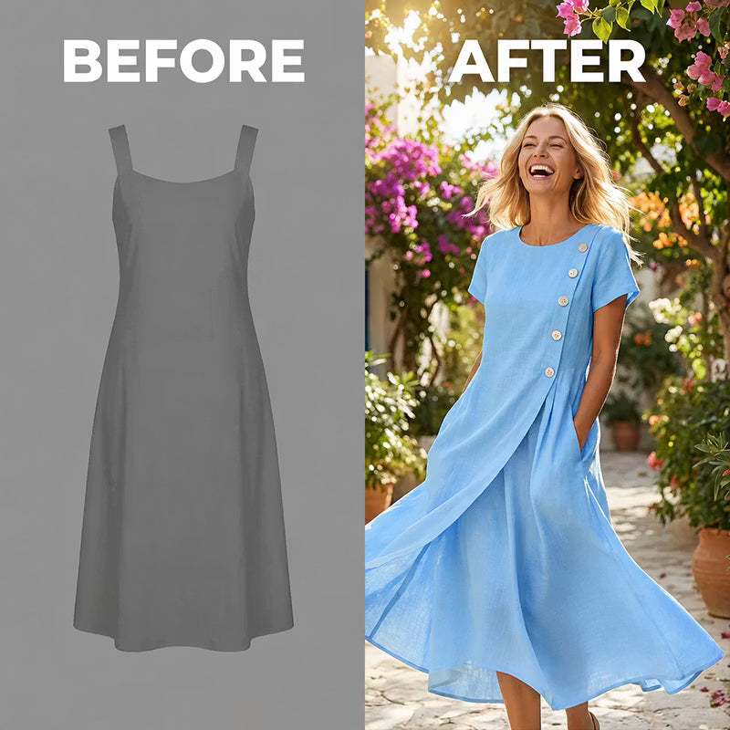 Hestelle - Refined Summer Dress - Blue