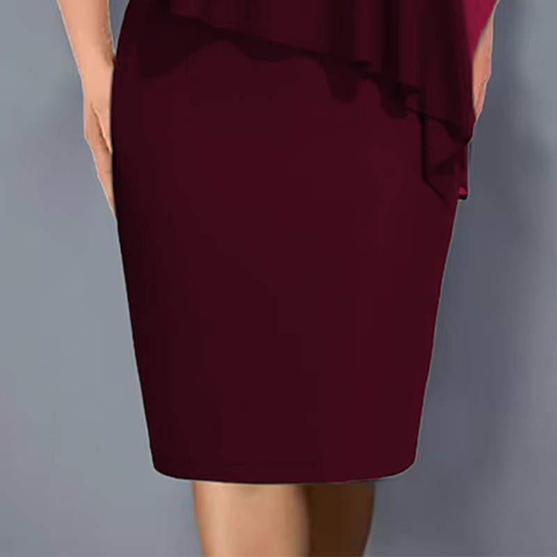Lirienne - Premium Rhinestone V-Neck Midi Dress - Burgundy