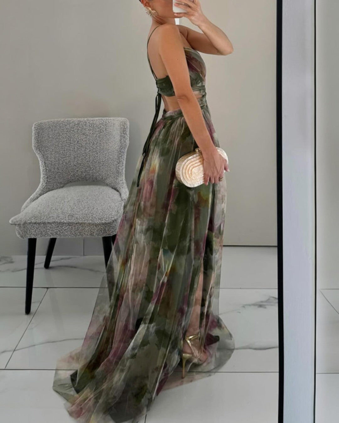 Nalina - Flowy Floral Maxi Dress - Orange