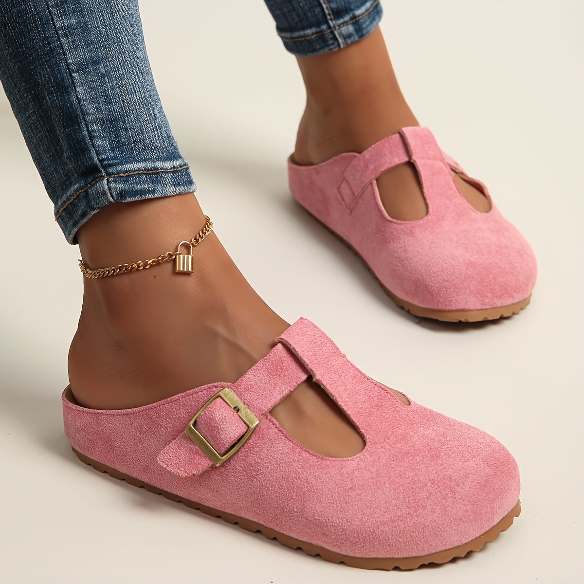 Korae - Buckle T-Strap Clogs - Yellow