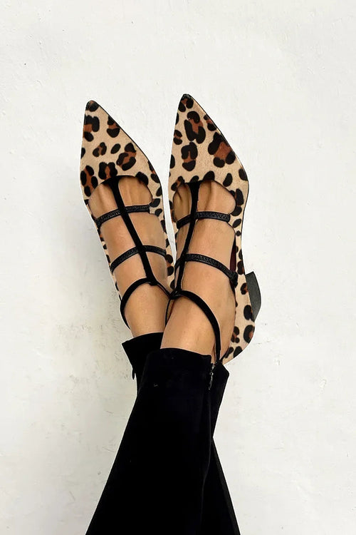 Saina - Sleek Pointed-Toe Ballerina Flats - Khaki