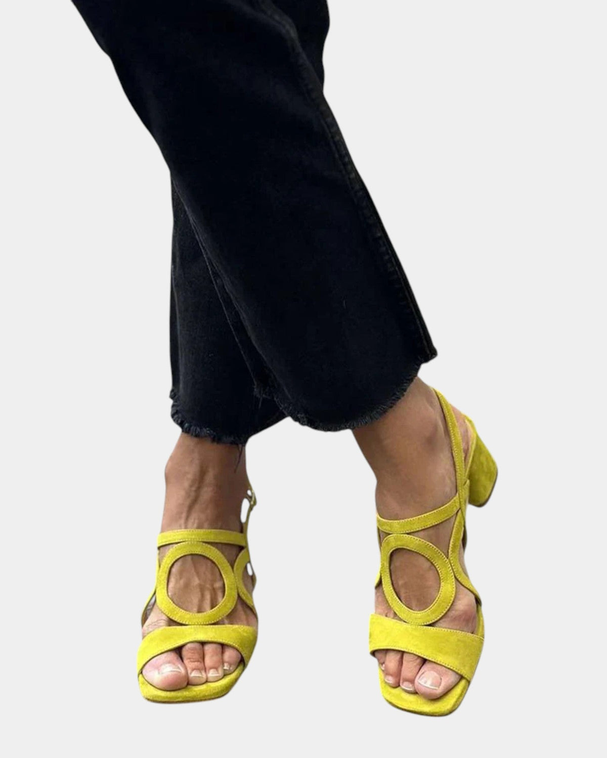 Florette - Cutout Strap Block Heel Sandals - Red