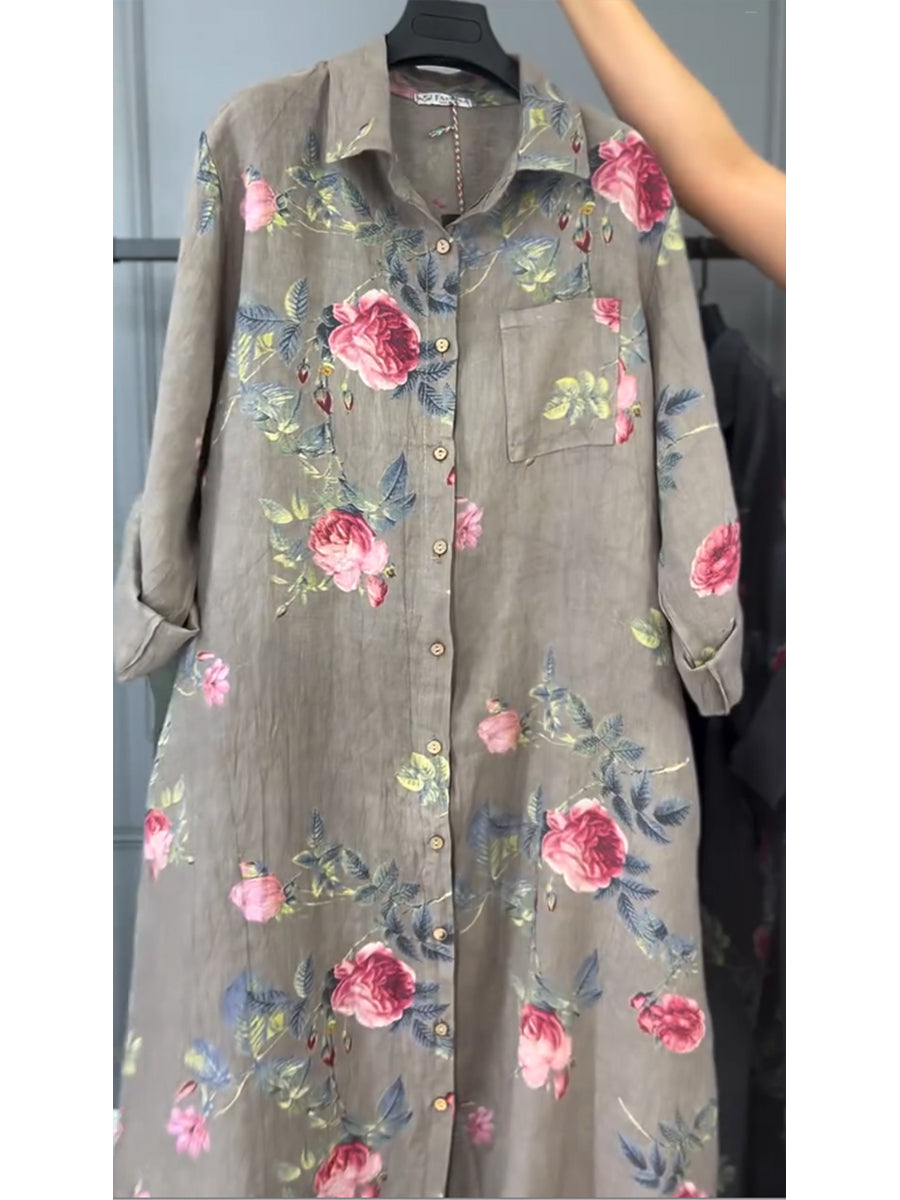Jovie - Premium Linen Shirt Dress - Camel