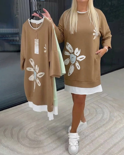 Helia - Soft-Touch Sweatshirt Dress - Green
