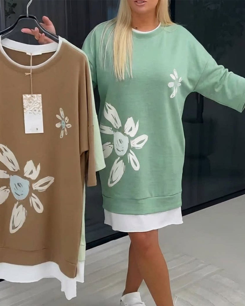Helia - Soft-Touch Sweatshirt Dress - Khaki