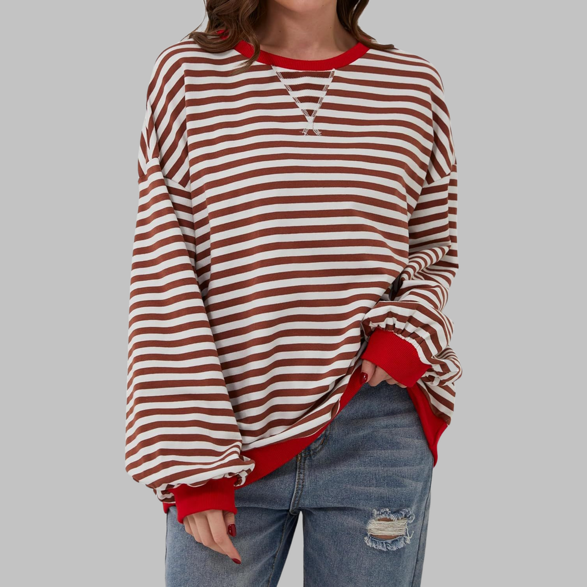 Amelia - Soft-Touch Striped Jumper - Green