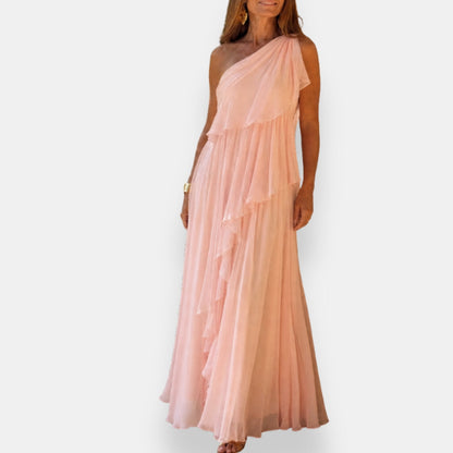 Heloisia - Luxe One-Shoulder Evening Gown - Pink