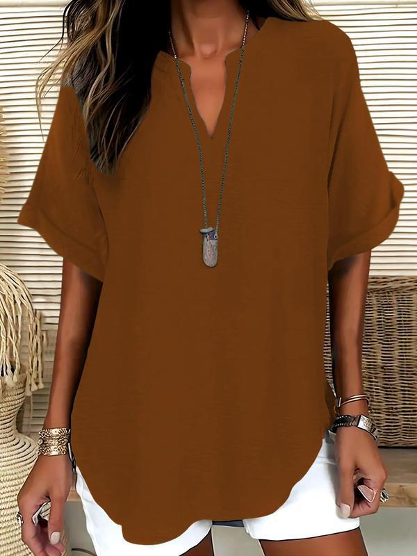 Xalina - Soft-Touch Notched-Neck Blouse - Black