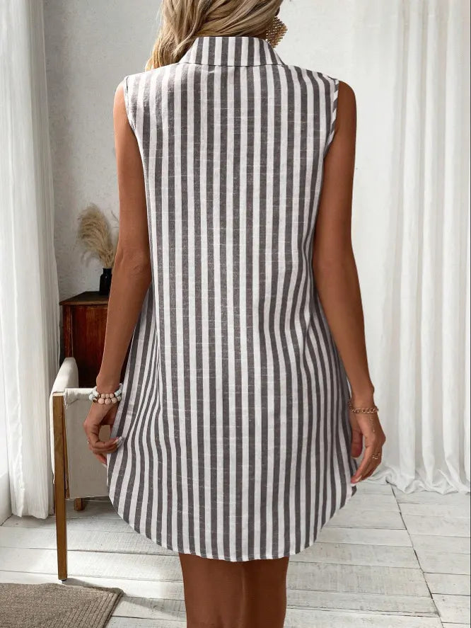 Anora - Soft-Touch Striped Shirt Dress - Light Blue