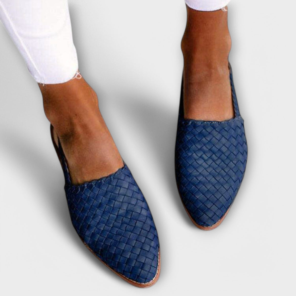 Jesselle - Woven Slingback Flats - Brown