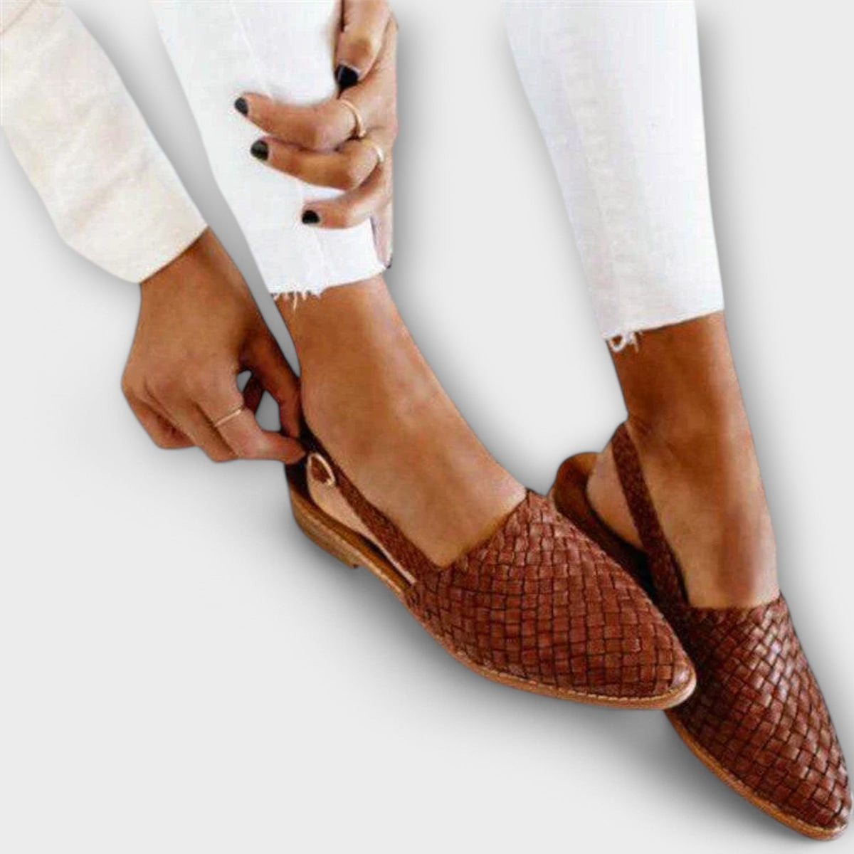 Jesselle - Woven Slingback Flats - Brown