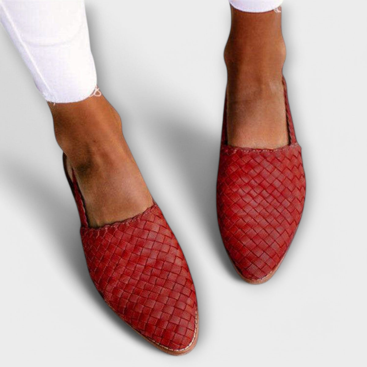 Jesselle - Woven Slingback Flats - Brown