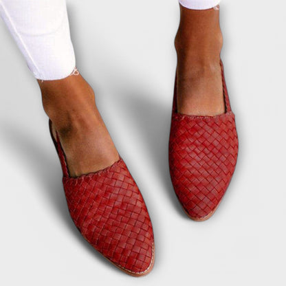 Jesselle - Woven Slingback Flats - Brown