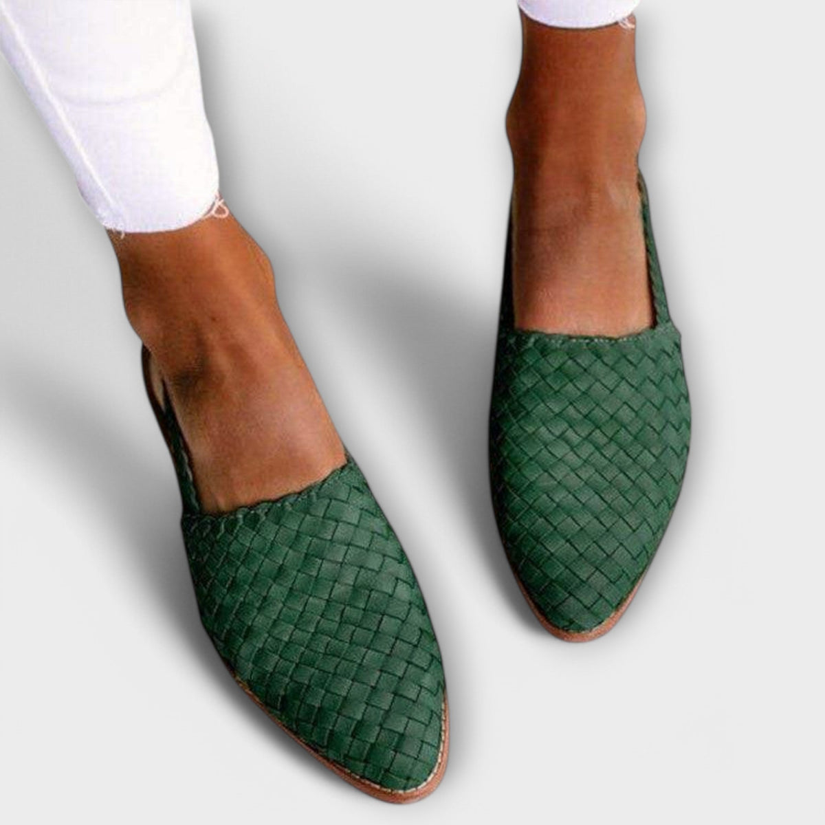 Jesselle - Woven Slingback Flats - Brown