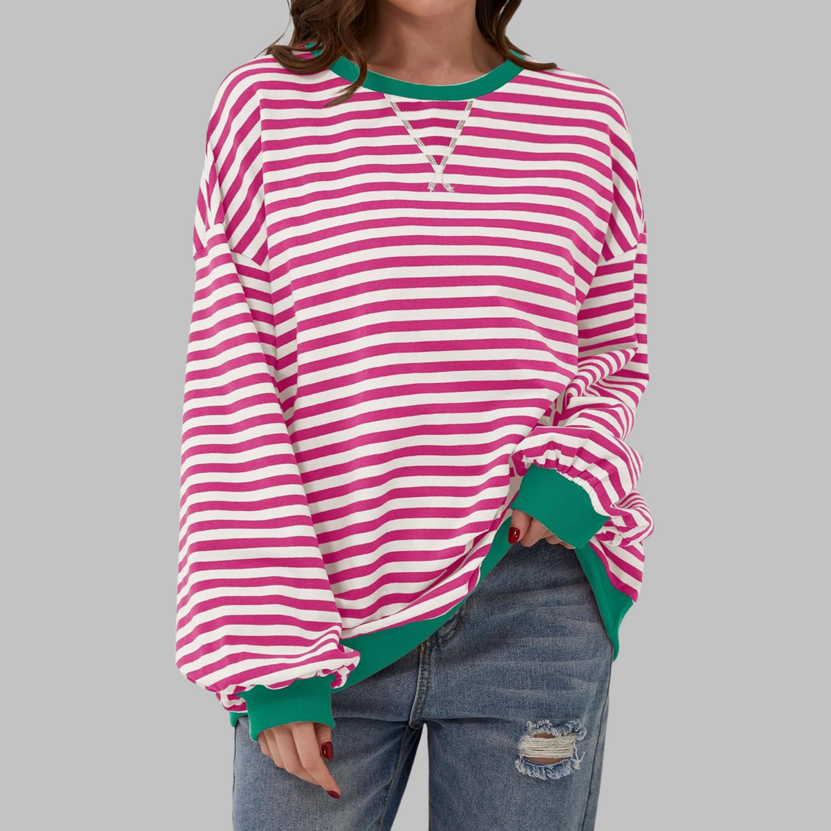 Amelia - Soft-Touch Striped Jumper - Black