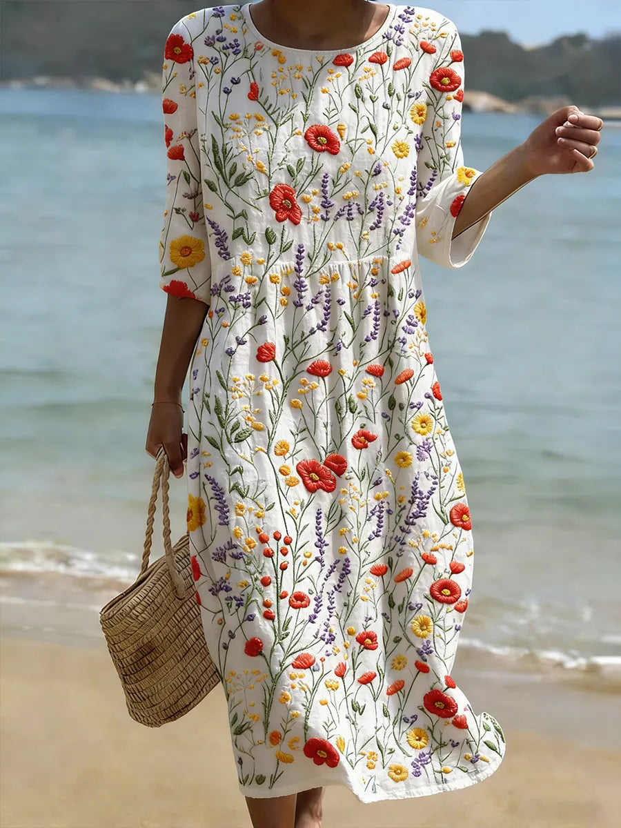 Wrenley - Airy Midi Dress - Blue