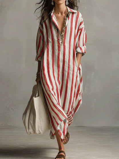 Velinna - Breezy Linen Maxi Dress - Blue