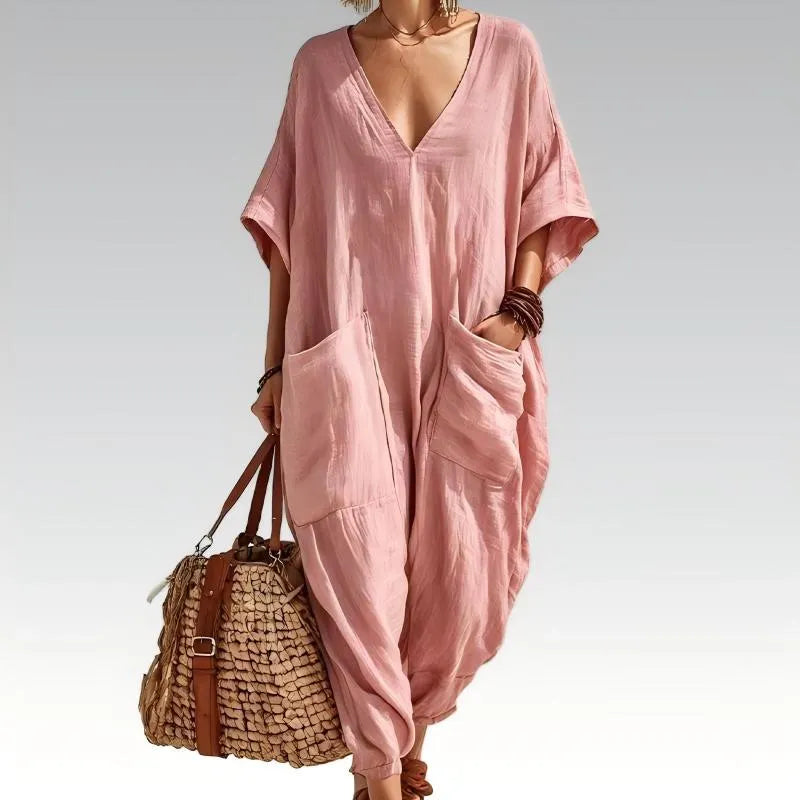 Evelisse - Breezy Batwing Pocket Jumpsuit - Pink