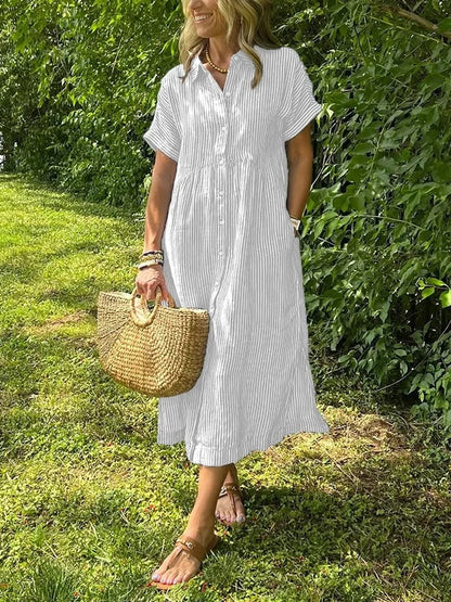 Lumae - Soft-Touch Maxi Shirt Dress - Blue