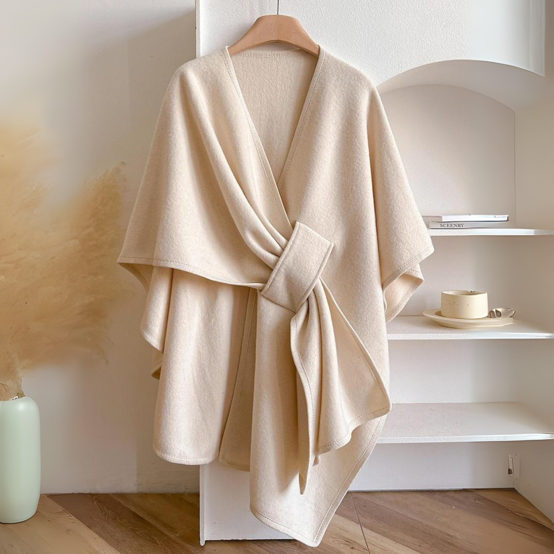 Teysia - Soft-Touch Draped Shawl - Beige