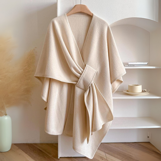 Teysia - Soft-Touch Draped Shawl - Beige
