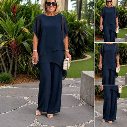 Jessenia - Layered Tunic and Trousers Set - Navy